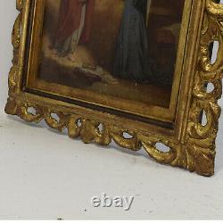 Ancient Oil Painting On Canvas From 1870 Jesus Christ Appears 59x53 CM