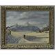 Ancient Oil Painting On Canvas From 1947 Winter Landscape 72 X 51 Cm