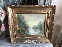 Ancient Oil Painting On Canvas Landscape Xixth