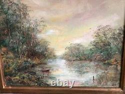 Ancient Oil Painting On Canvas Landscape Xixth