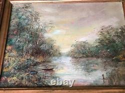 Ancient Oil Painting On Canvas Landscape Xixth