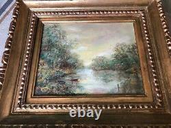 Ancient Oil Painting On Canvas Landscape Xixth