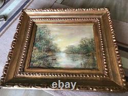 Ancient Oil Painting On Canvas Landscape Xixth