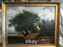 Ancient Oil Painting On Canvas Life Scene