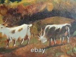 Ancient Oil Painting On Canvas Life Scene