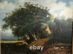 Ancient Oil Painting On Canvas Life Scene