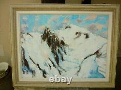 Ancient Oil Painting On Canvas Mountain Landscape Signee Greard