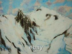 Ancient Oil Painting On Canvas Mountain Landscape Signee Greard