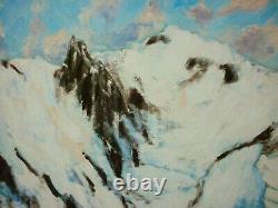 Ancient Oil Painting On Canvas Mountain Landscape Signee Greard