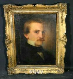Ancient Oil Painting On Canvas Portrait Of Young Man Early 19th Romanticism