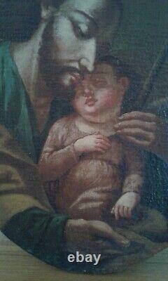 Ancient Oil Painting On Canvas Saint Joseph. Late 18th Century