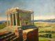 Ancient Oil Painting On Canvas Temple In Greece Signed Leo David (1864-1952)