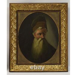 Ancient Oil Painting On Cardboard Portrait Of A Bearded Man 65x55 CM