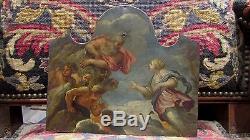 Ancient Oil Painting On Copper 17th 18th Greek Mythology Gods Hera Zeus Peacock