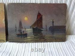 Ancient Oil Painting On Marine Cardboard By Gaston Corbier