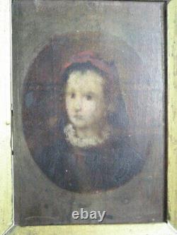 Ancient Oil Painting On Panel, Child Portrait Signed Valadon, Jule Emmanuel