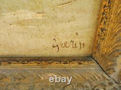 Ancient Oil Painting On Panel Wood Landscape Marin Marine Boats