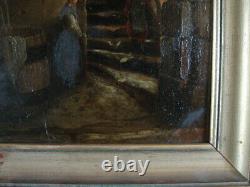 Ancient Oil Painting On Paper-abbey Graville 1840 Signed Xixth