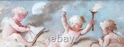 Ancient Oil Painting Tableau Charles Chaplin (1825-1891) Putti Angels Scene XIXth Century