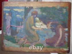 Ancient Oil Painting on Panel Recto/Verso Nabis School and Nude Figure