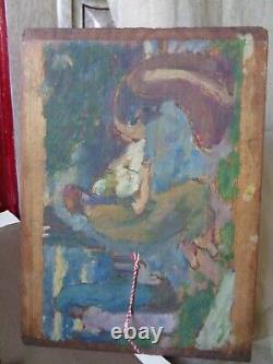 Ancient Oil Painting on Panel Recto/Verso Nabis School and Nude Figure