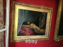 Ancient Orientalist Painting, Oil On Canvas With Its Gilded Wooden Frame