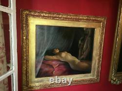Ancient Orientalist Painting, Oil On Canvas With Its Gilded Wooden Frame