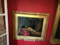 Ancient Orientalist Painting, Oil On Canvas With Its Gilded Wooden Frame