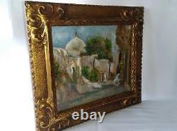 Ancient Orientalist Painting Oil On Sidi Barkat Biskra Panel Algeria