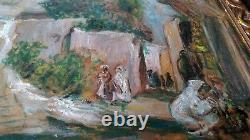 Ancient Orientalist Painting Oil On Sidi Barkat Biskra Panel Algeria