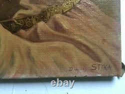 Ancient Orientalist Painting Signed, Oil On Canvas, Couple Portrait Early 20th