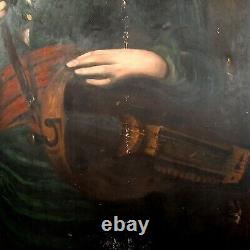 Ancient Painting 1908 Portrait Woman Music Musician A Restaurer 121 X 75 CM