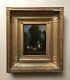 Ancient Painting, Animated Park Scene, 19th Panel Oil, Period Frame