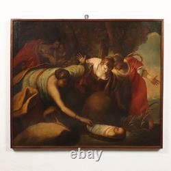 Ancient Painting Biblical Scene Moses Saved from the Waters'600 Oil