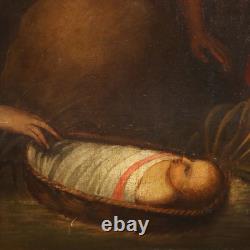 Ancient Painting Biblical Scene Moses Saved from the Waters'600 Oil