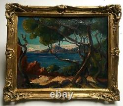 Ancient Painting By A. Meley, Oil On Canvas, Mediterranean, Esterel Early 20th
