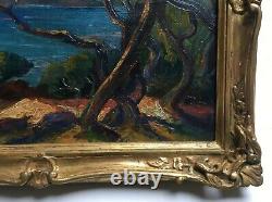 Ancient Painting By A. Meley, Oil On Canvas, Mediterranean, Esterel Early 20th