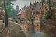Ancient Painting By Abel Truchet, Oil On Panel, Bruges, Belgium, 19th