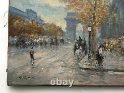 Ancient Painting By G. Roux, Oil On Canvas, Champs Elysees, Early 20th Century