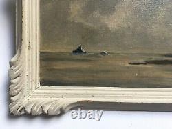 Ancient Painting By Leduc, Mont Saint Michel, Oil On Canvas Cardboard, 20th Century