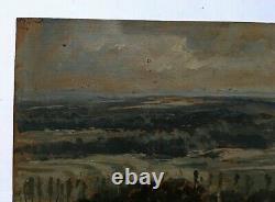 Ancient Painting, Château De Saint-baslemont, Vosges, Oil On Panel, Early 20th Century