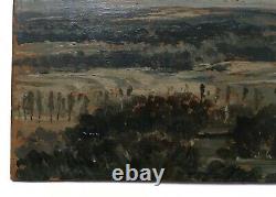 Ancient Painting, Château De Saint-baslemont, Vosges, Oil On Panel, Early 20th Century