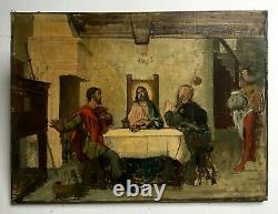 Ancient Painting, Christ Attached, Drawing, Oil On Canvas, Painting 19th