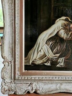 Ancient Painting Early 19th Prayer Of Saint Bruno, Pst 3040cm Hc