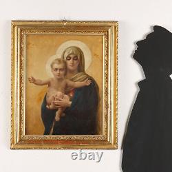 Ancient Painting 'G. Gennaro'800 Virgin and Child Oil on Canvas'