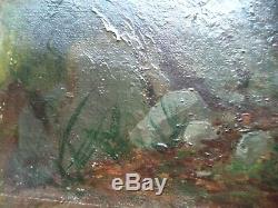 Ancient Painting Hst Oil On Canvas Signed French Barbizon 1878 Antique