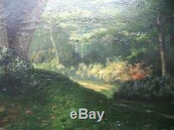 Ancient Painting Hst Oil On Canvas Signed French Barbizon 1878 Antique