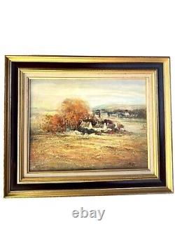 Ancient Painting Jacques Sokol Landscape Oil on Canvas Original Authentic Signed