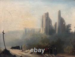 Ancient Painting, Landscape Animated At Calvary, Oil On Canvas, Painting, 19th