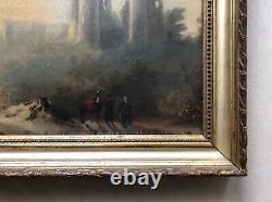 Ancient Painting, Landscape Animated At Calvary, Oil On Canvas, Painting, 19th
